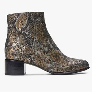 Vionic KAMRYN Leather Ankle Boot Snake Reptile Print Waterproof 8.5 PEWTER BOA
